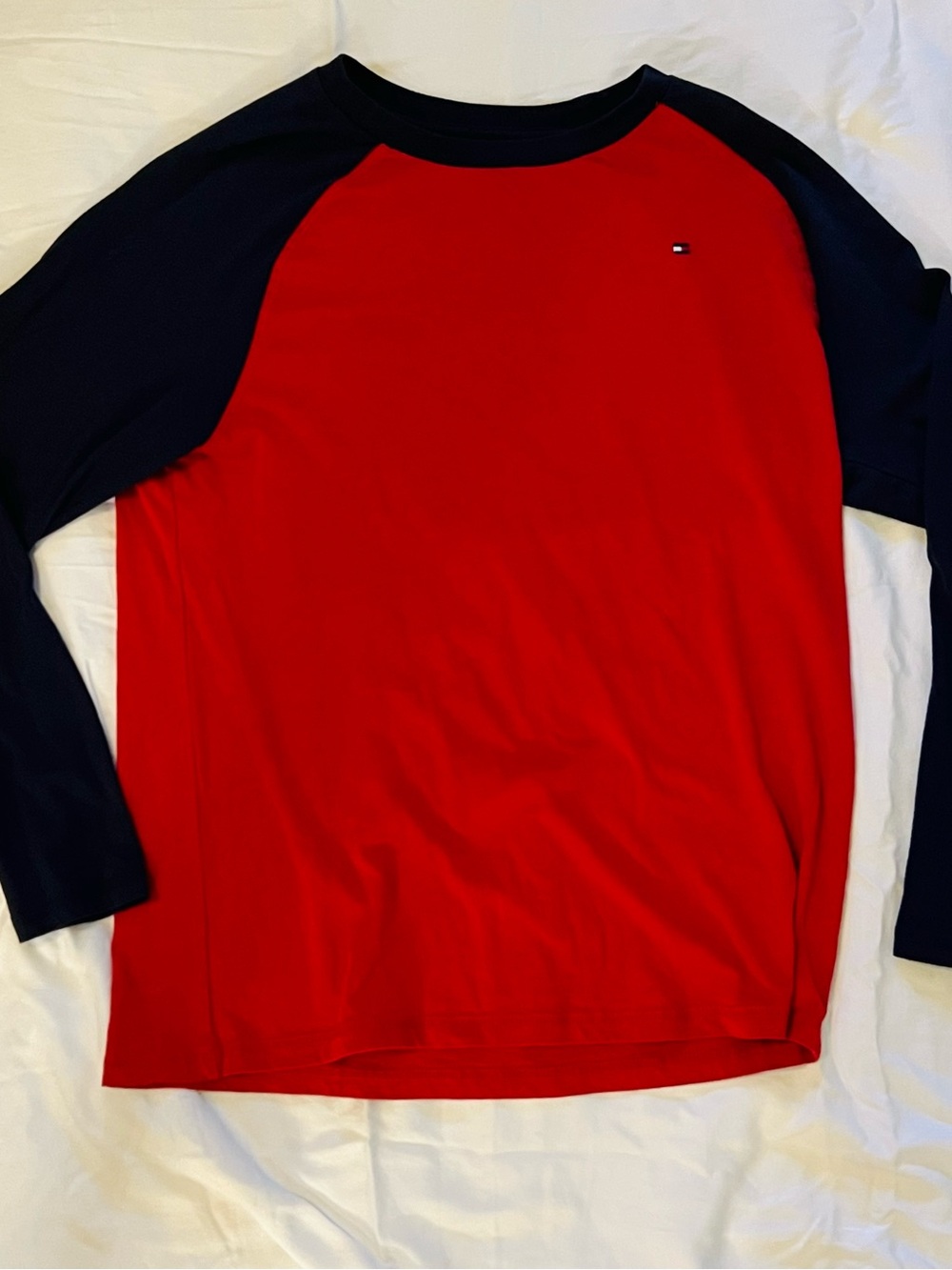 Tommy Hilfiger Red Body with Navy Raglan Long Sleeve Shirt